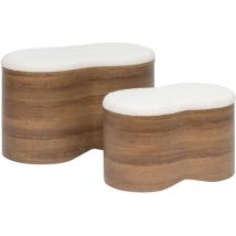 Atmosphera Créateur D'intérieur - Ensemble de 2 bancs coffres effet bois et bouclette loe