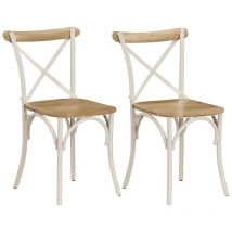 Nova - Ensemble de 2 chaises de bois massif massif idéales pour la cuisine avec structure blanche