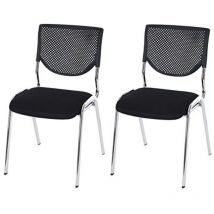 Nova - 2 x chaise visiteur T401, chaise de conférence, empilable, tissu - siège noir, pieds chromés