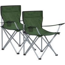Lot De 2 Chaises De Camping Pliables, Chaises Pliantes Pour L'Extérieur, Confortables, Avec Accoudoirs Et Porte-gobelets, Cadre Stable, Capacité De 