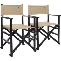 Ensemble de 2 chaises de réalisateur pliantes avec structure couleur wengé et toile pierre, en bois de hêtre de première qualité Scalpers Pierre