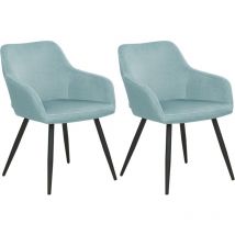 Beliani - Ensemble de 2 Chaises de Repas Salle à Manger Cuisine Pieds Métal et Assise Rembourrée en Velours Bleu Clair Casmalia