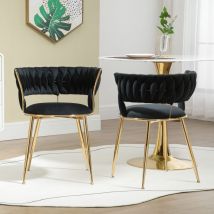 Ensemble de 2 chaises de salle à manger en velours doux, chaise de salon confortable et rembourrée, salle de maquillage/chambre à coucher, dossier