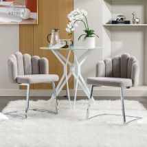 Retrok - Ensemble de 2 chaises de salle à manger en velours imitation agneau, pour chambre à coucher, salon, chaise de loisirs moderne, chaise pétale