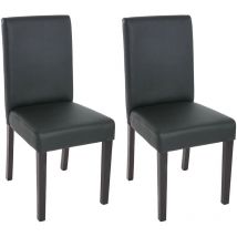 Lot de 2 chaises de séjour Littau, simili-cuir, noir mat, pieds foncés