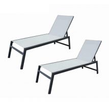 Ensemble de 2 Chaises Longues de Jardin Chillvert Pisa 203x64x43 cm en Aluminium avec Coussin Inclus Gris Clair et Anthracite
