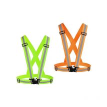 Ensemble de 2 gilets réfléchissants pour vêtements de course, gilets de sécurité réglables haute visibilité - vert + orange