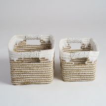 Ensemble de 2 paniers de rangement en jonc de mer m-s Caty