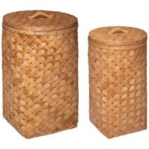 Homemaison - Set de 2 paniers à linge Melvin en bois D31 39cm - Atmosphera créateur d'intérieur