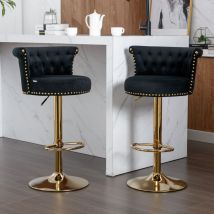 Ensemble de 2 tabourets de bar pivotants, chaises réglables en hauteur avec repose-pieds pour cuisine, salle à manger, bureau, salon, bar, dîner,