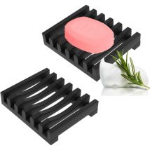 Ensemble de 2 porte-savons en silicone, faciles à nettoyer et à sécher, adaptés aux comptoirs de douche, d'évier et de baignoire.
