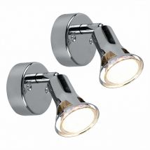 Etc-shop - Lot de 2 spots muraux led lumineux salon salle de travail chrome lampes spots orientables