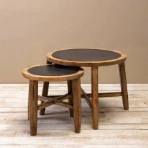 Chehoma - Ensemble de 2 tables d'appoint métal 54x41cm