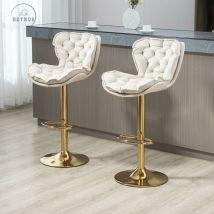 Retrok - Ensemble de 2 tabourets de Bar pivotants, chaises réglables en hauteur avec repose-pieds pour cuisine, salle à manger, 2 pièces
