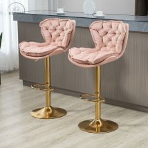 Ensemble de 2 tabourets de Bar pivotants, chaises réglables en hauteur avec repose-pieds pour cuisine, salle à manger, 2 pièces ensemble,rose