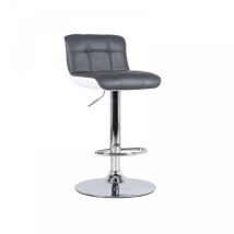 Iperbriko - Ensemble de 2 tabourets en similicuir gris foncé avec structure en métal, 36cm x 38.5cm x 83/98cm