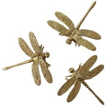 Ensemble de 3 accessoires de poignée de meubles en laiton libellule accessoires de meubles décoration murale de fond