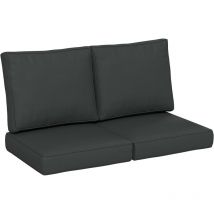 Ensemble de 3 coussins d'extérieur - coussin d'assise, 2 coussins dossier - déhoussables gris