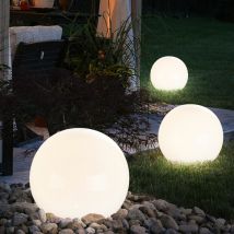 Lot de 3 lampes boules solaires led patio prise projecteur jardin éclairage extérieur piquets de sol