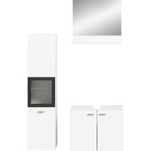 Ensemble de meubles de salle de bain – 1 colonne vitrée + 2 meubles décor blanc – CHB Collection