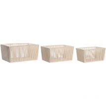 Corbeille Set 3 Coton Métal 40X30X20 Beige