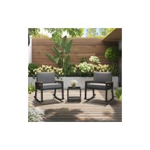 Ensemble de 3 pièces, housse de Bistro, housse de chaise à bascule avec corde, table basse en verre avec coussin d'assise et dossier, idéal pour