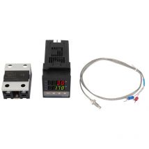 Ensemble de 3 pièces thermostat 0-1300 °C long 110 V-240 v (REX-C100FK07-VAN) + relais statique (BRM-40DA) + 1 mètre de thermocouple de type k à dents