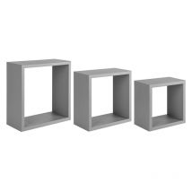 Lot de 3 étagères murales modernes cube Incubo Slim - Gris foncé