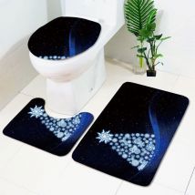 Feiyue - Ensemble de 3 tapis de bain en forme de u, super absorbants et à séchage rapide, motif sapins de Noël, antidérapants, pour salle de bain,