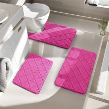 Feiyue - Ensemble de 3 tapis de bain en mousse à mémoire de forme, en forme de u pour tapis de salle de bain, tapis de toilette, antidérapant, doux
