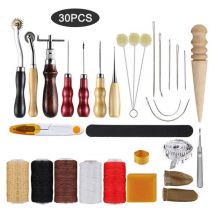Lucky-88 - Ensemble De 30 Pcs Outils De Maroquinerie, Pour Chaussures En Cuir, Sacs, Ceintures, Couture De Cuir, Marquage, Traitement, Couture Et