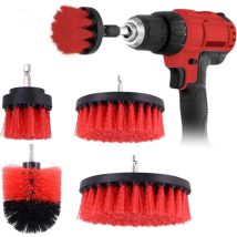 Ensemble de 4 brosses de nettoyage pour perceuse, brosse de nettoyage pour jantes, baignoire, carrelage, cuisine, voiture, coins de canapé et
