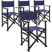 Ensemble de 4 chaises de réalisateur pliantes avec structure couleur wengé et toile bleu foncé, en bois de hêtre de première qualité Scalpers Bleu