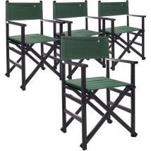 Ensemble de 4 chaises de réalisateur pliantes avec structure couleur wengé et toile vert foncé en bois de hêtre de première qualité Scalpers Vert