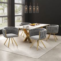 Ensemble de 4 chaises de salle à manger en velours, chaise pivotante de luxe pour salon, chambre à coucher, chaise pivotante de loisirs avec quatre