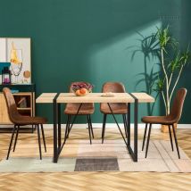Retrok - Ensemble de 4 Chaises de Salle à Manger - Siège en Daim Artificiel Vintage Scandinave avec Pieds en Acier en Noir - brown