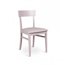 Ensemble de 4 chaises en bois laqué gris clair avec assise en similicuir, 45x44x82 cm