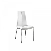 Iperbriko - Ensemble de 4 chaises en similicuir blanc avec structure en métal gris, 43x44x92cm