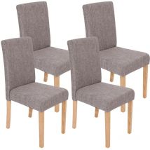Mendler - Lot de 4 chaises de séjour Littau, tissu gris, pieds clairs