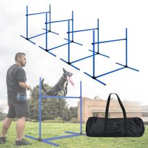 Ensemble de 4 haies d'agilité en PVC, ajustables en hauteur, animaux de compagnie, exercice sauter, agilité, bleu NAIZY