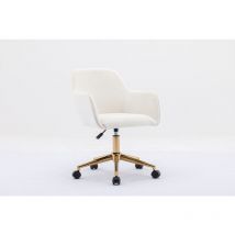 L&h-cfcahl - New Velvet Tissu Matériel Hauteur réglable Swivel Home Office Chair For Indoor Office With Gold Legs, Ivory