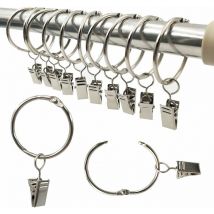 Ensemble de 40 Anneaux pour Rideaux avec Pinces - Décoratifs, Diamètre Intérieur de 40 mm, Argent