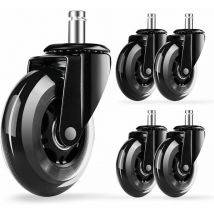 Ensemble de 5 Roulettes pour Fauteuil de Bureau - Dimensions 11x22 mm - Capacité de Charge 250 kg - Rotation à 360° - Silencieuses - Roulettes