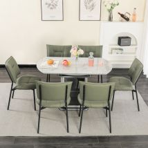 Ensemble de 6 chaises de salle à manger en cuir, pieds en métal, chaises de salle à manger sans accoudoirs, vert - Dyhome