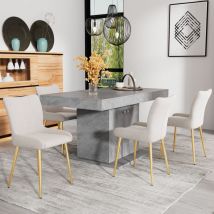 Okwish - Ensemble de 4 chaises de salle à manger en velours, chaise longue de luxe pour salon, chambre à coucher, avec quatre pieds de support en