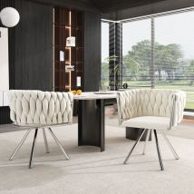 Ensemble de 2 chaises de salle à manger en velours, chaise pivotante de luxe pour salon, chambre à coucher, chaise pivotante de loisirs avec quatre