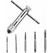 Ensemble de 6 tarauds et filières métriques M3-M6 à cliquet + ensemble de 5 tarauds à rainure droite