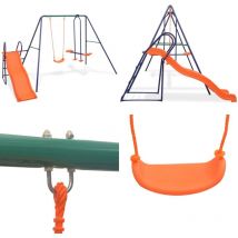 Vidaxl - Ensemble de balançoire avec toboggan et 3 sièges Orange - Jeux D'enfants - Balançoire - Toboggan - Aire De Jeu Extérieur - Jouet Enfant