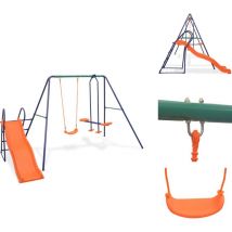 Vidaxl - Ensemble de balançoire avec toboggan et 3 sièges Orange - Jeux D'enfants - Balançoire - Toboggan - Aire De Jeu Extérieur - Jouet Enfant