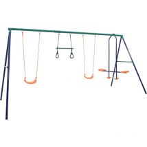 Ensemble de balançoire et anneaux de gymnastique 4 places Acier vidaXL